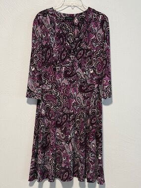 Paisley Midi Wrap Dress in Purple